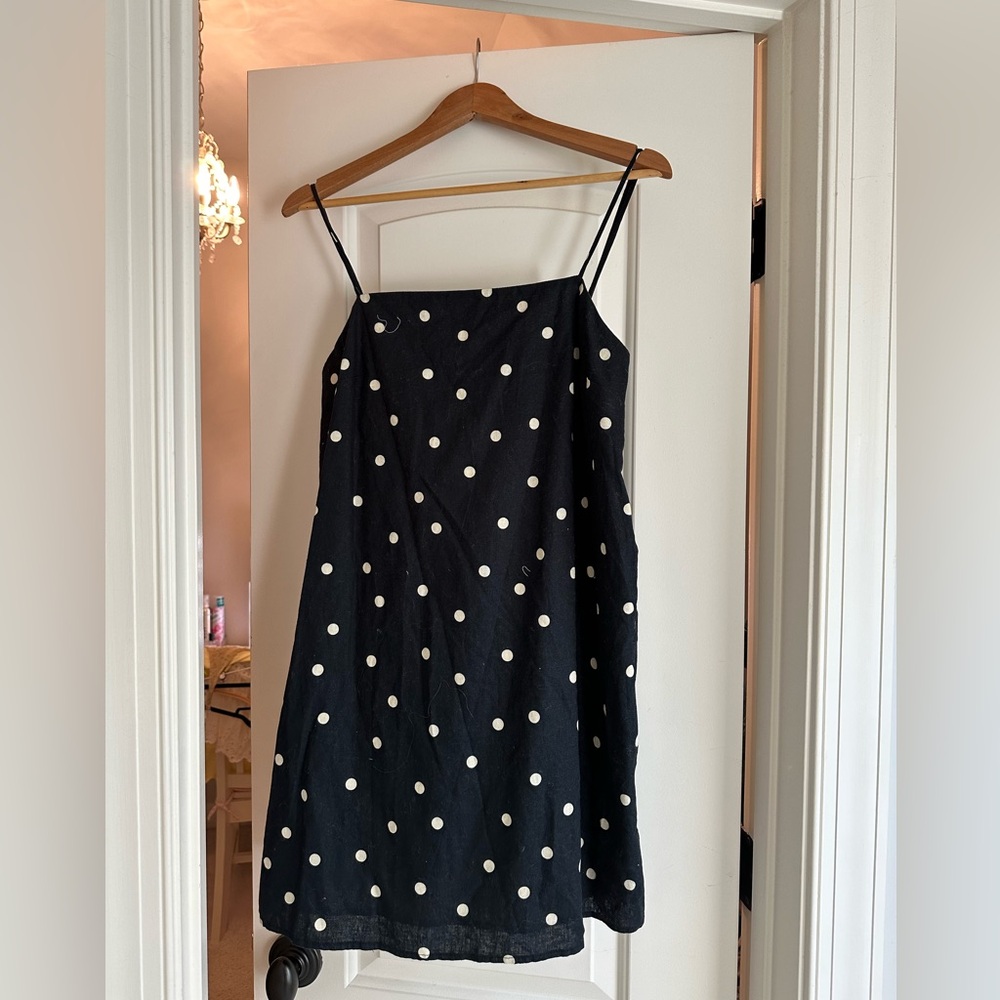 H&M linen polka dot mini dress